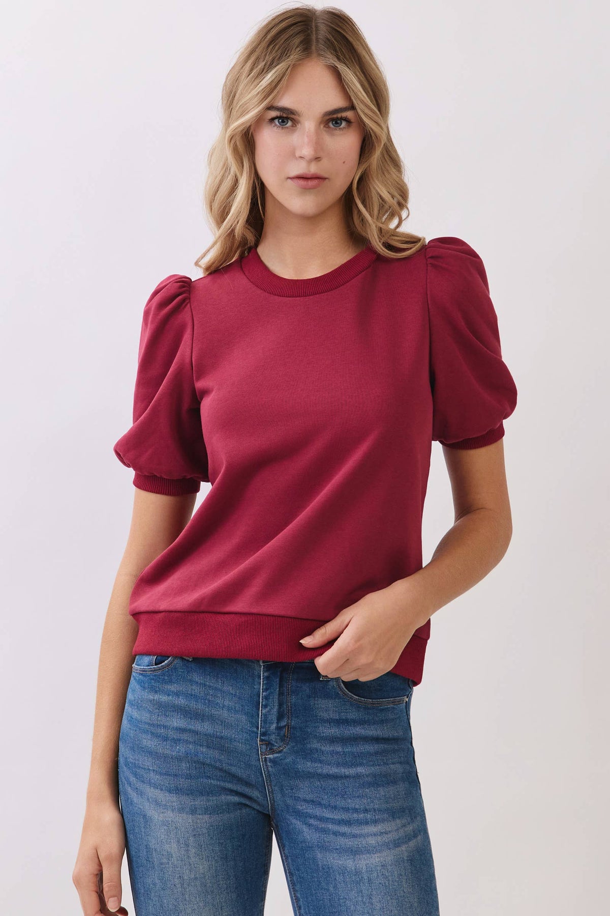 The Crimson Puff Sleeve Top