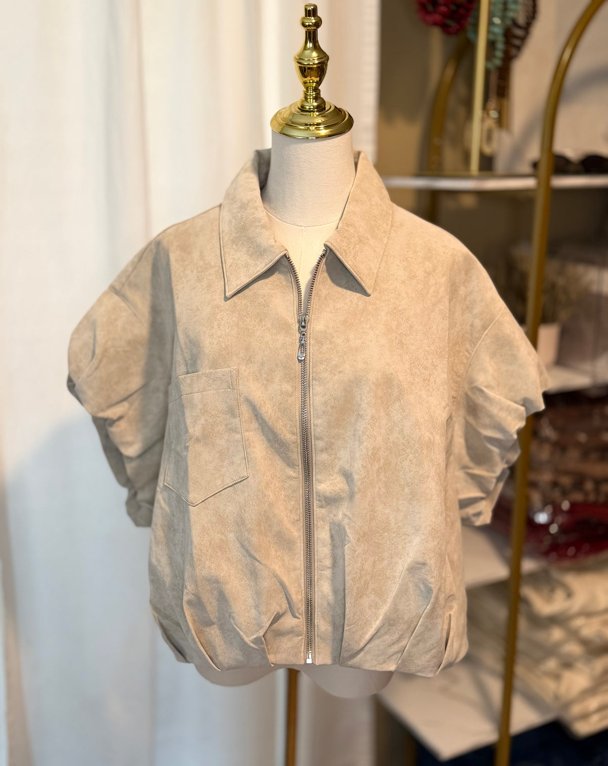 SUEDE ZIP-UP JACKET