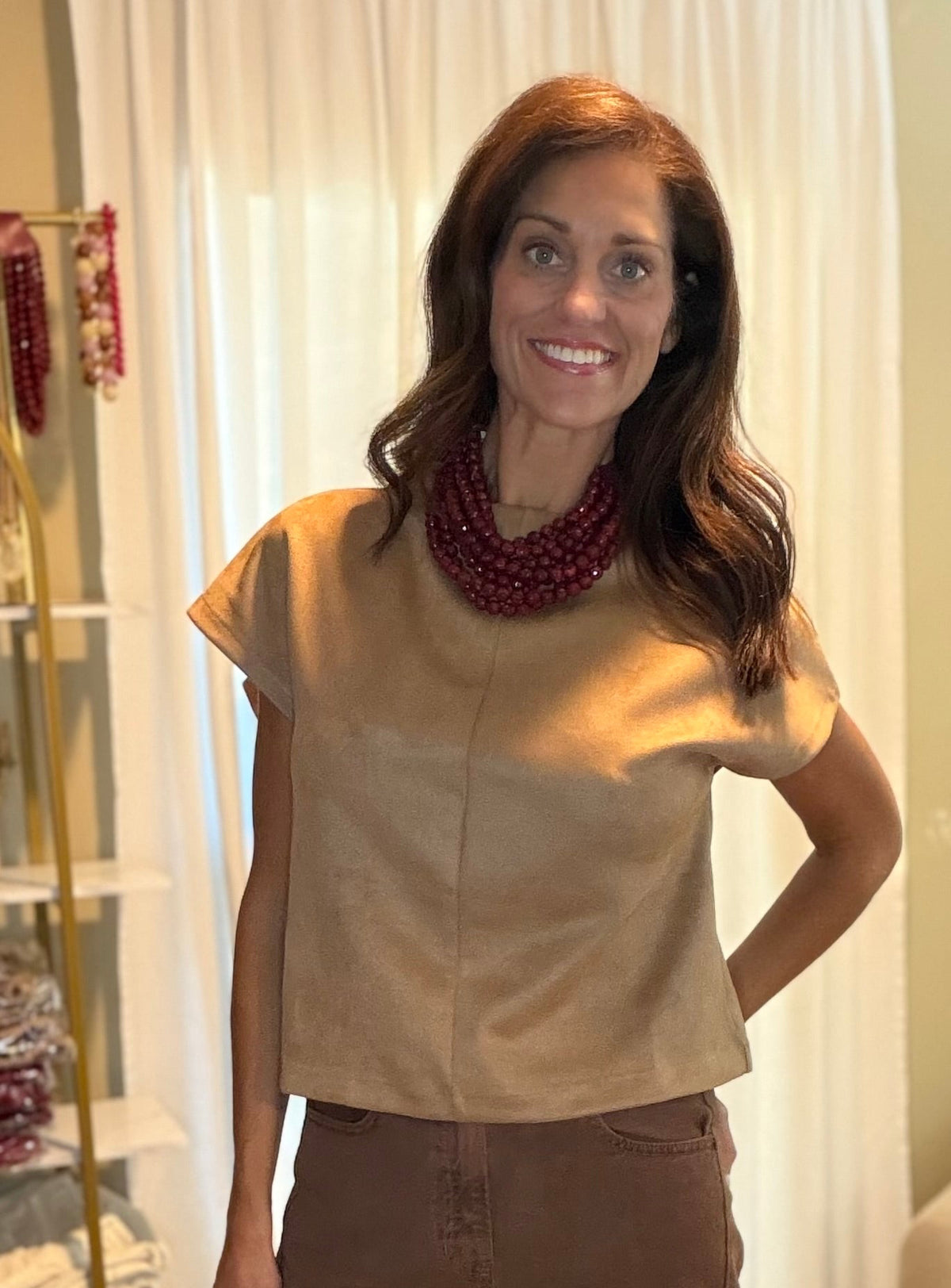 CAMEL SUEDE TOP - THML
