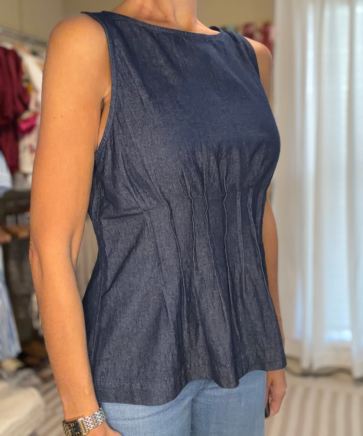 THE SCULPTED DENIM TOP