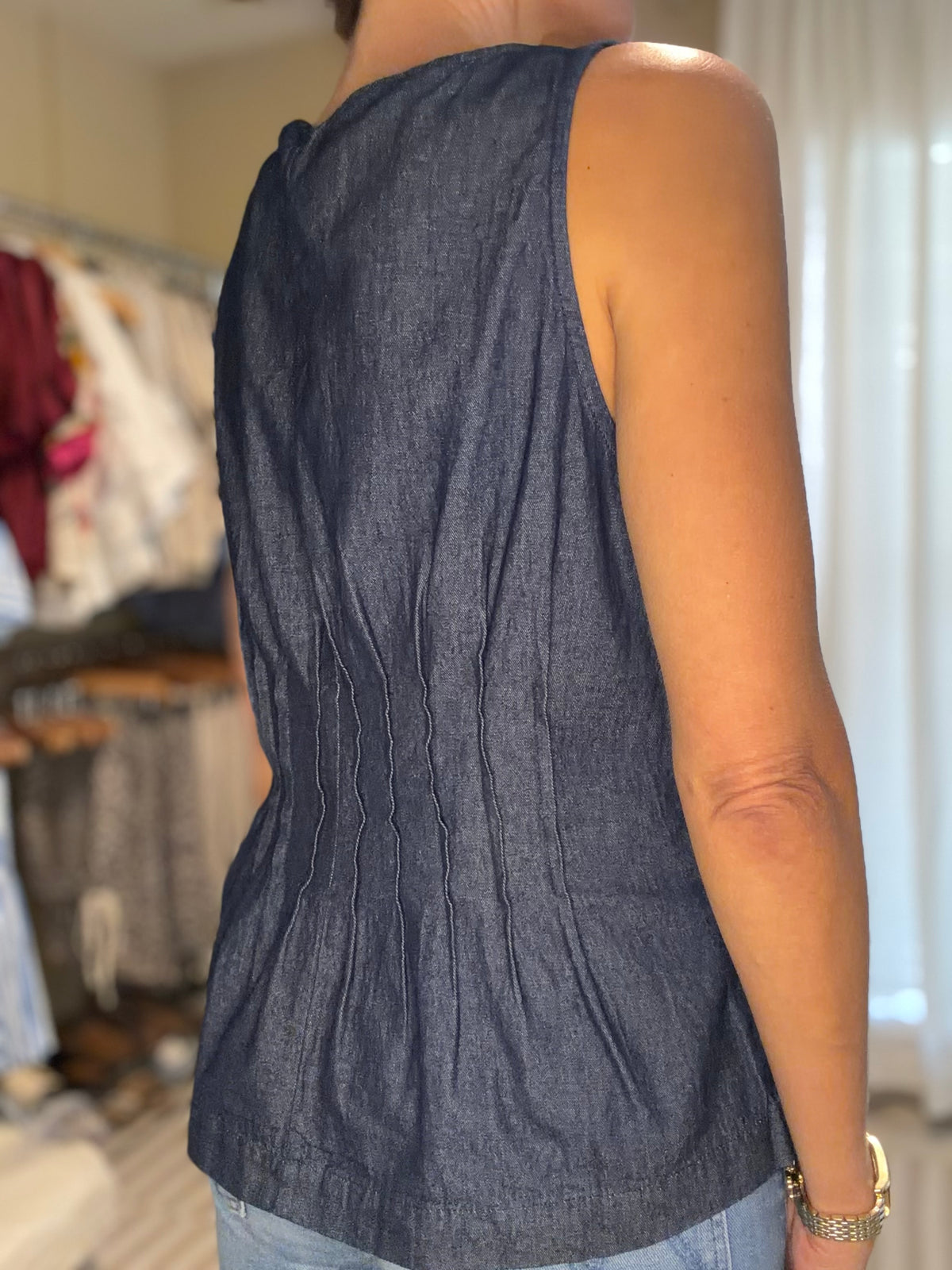 THE SCULPTED DENIM TOP