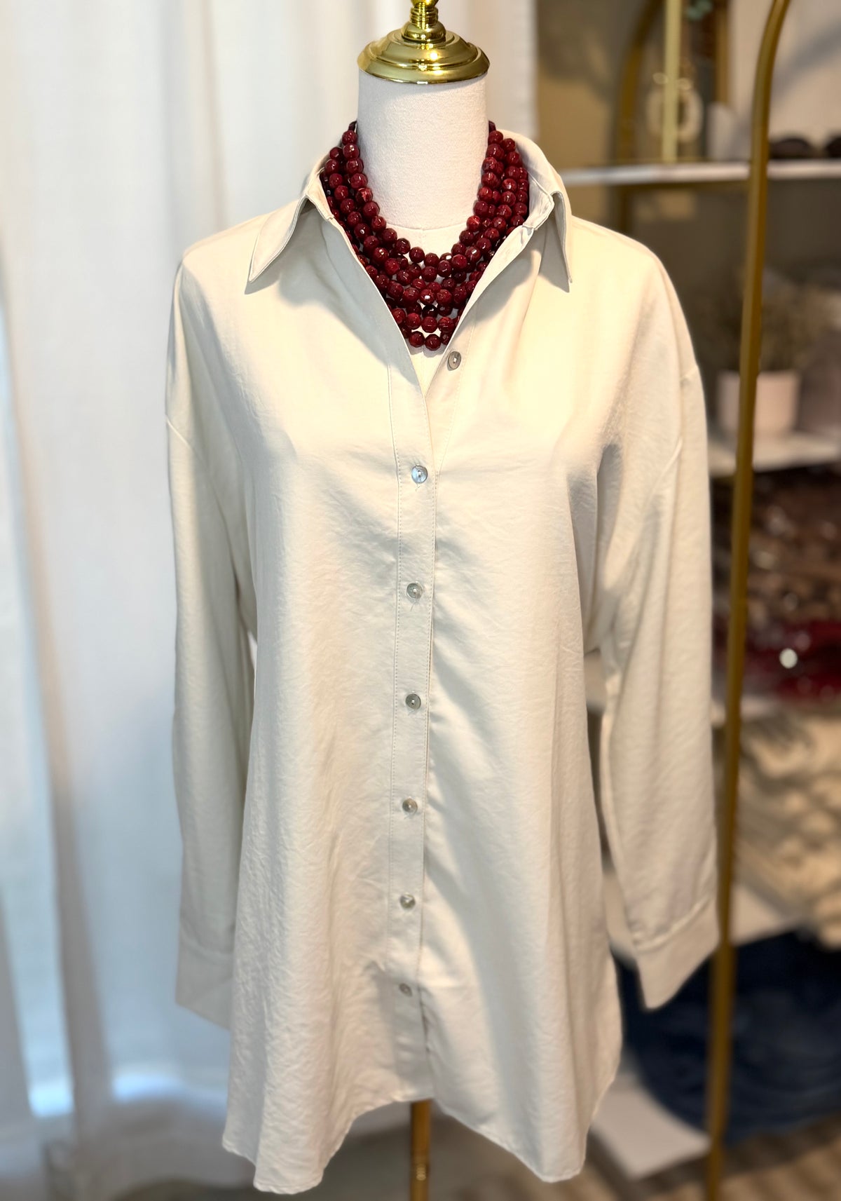 OYSTER TIE-BACK SHIRT