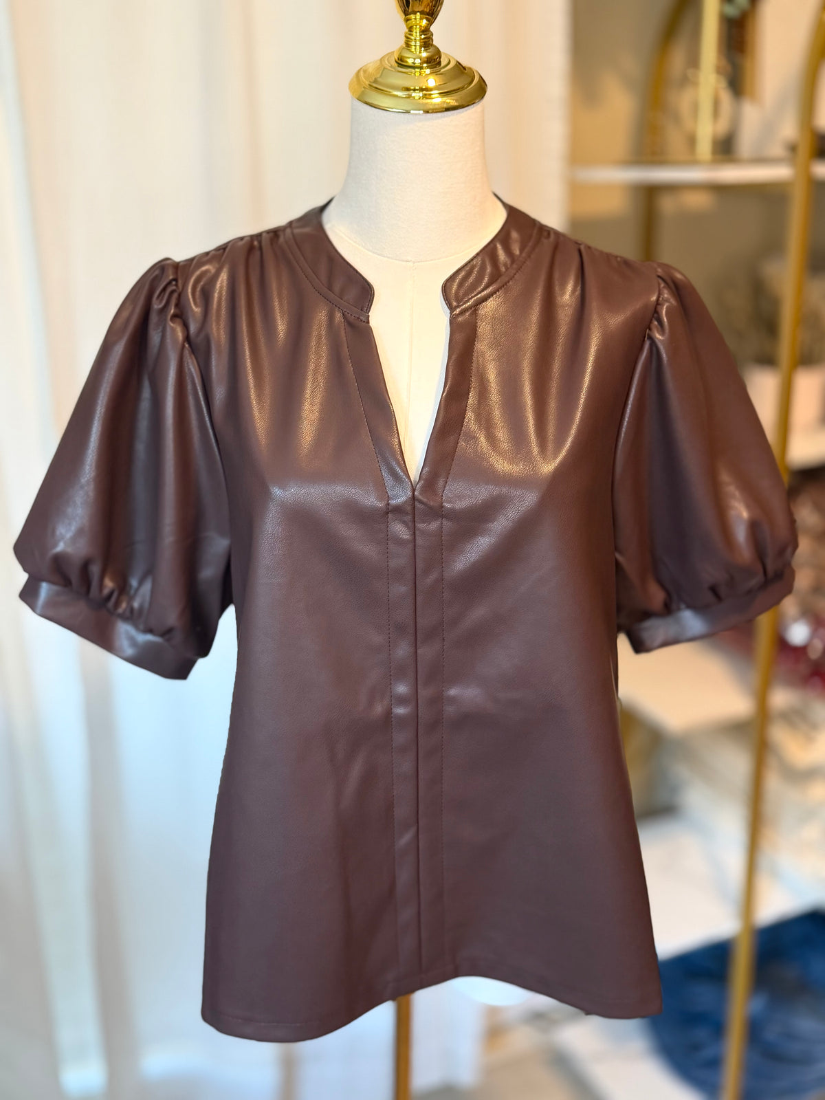 CHESTNUT LEATHER TOP