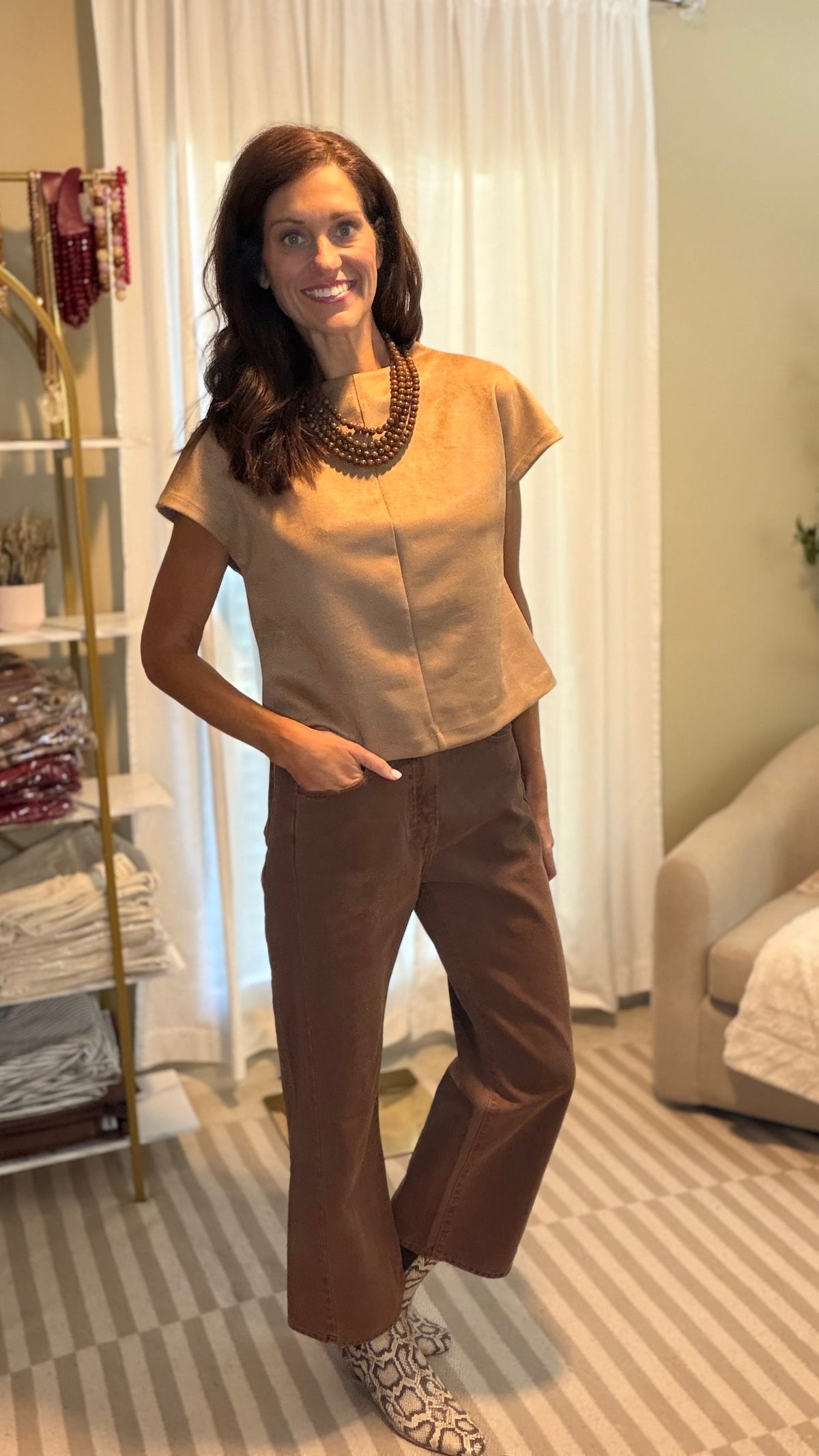CAMEL SUEDE TOP - THML