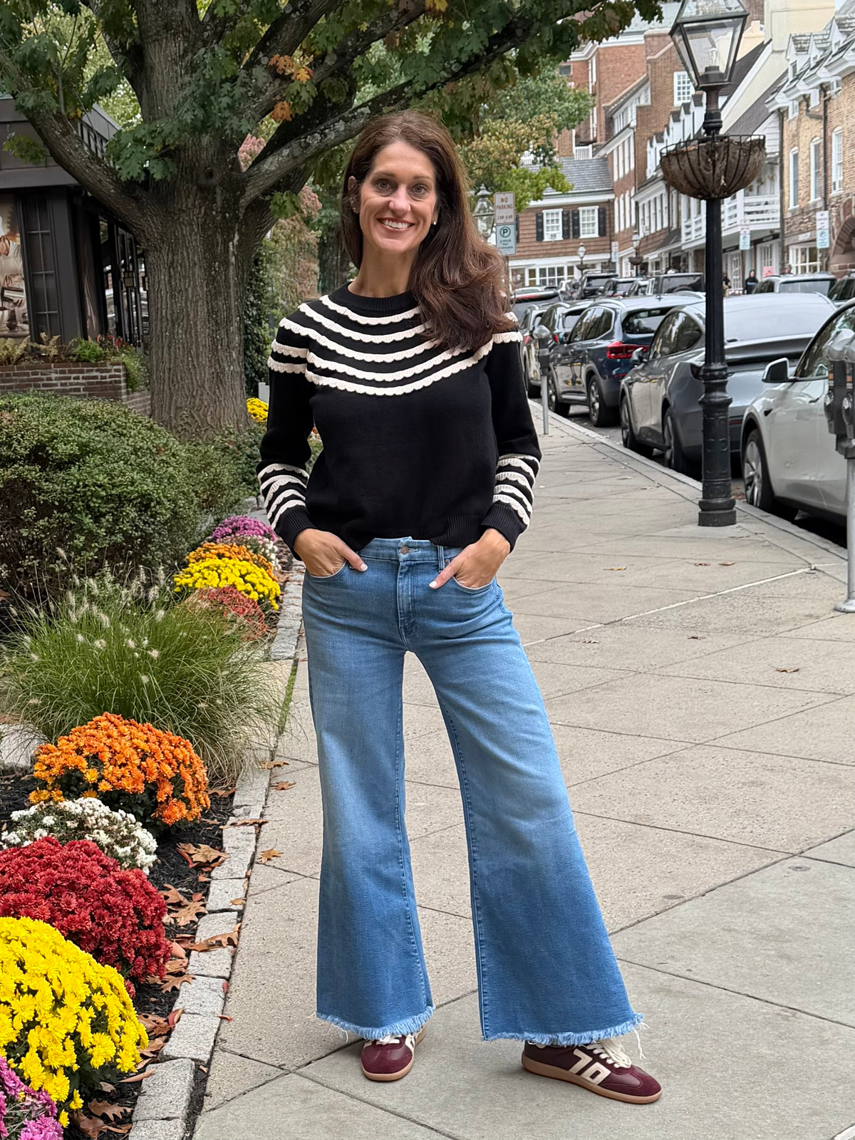 CROCHET RUFFLE SWEATER - THML