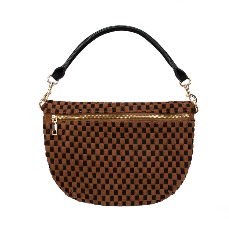 The Freya Woven Crescent Crossbody | Coffee