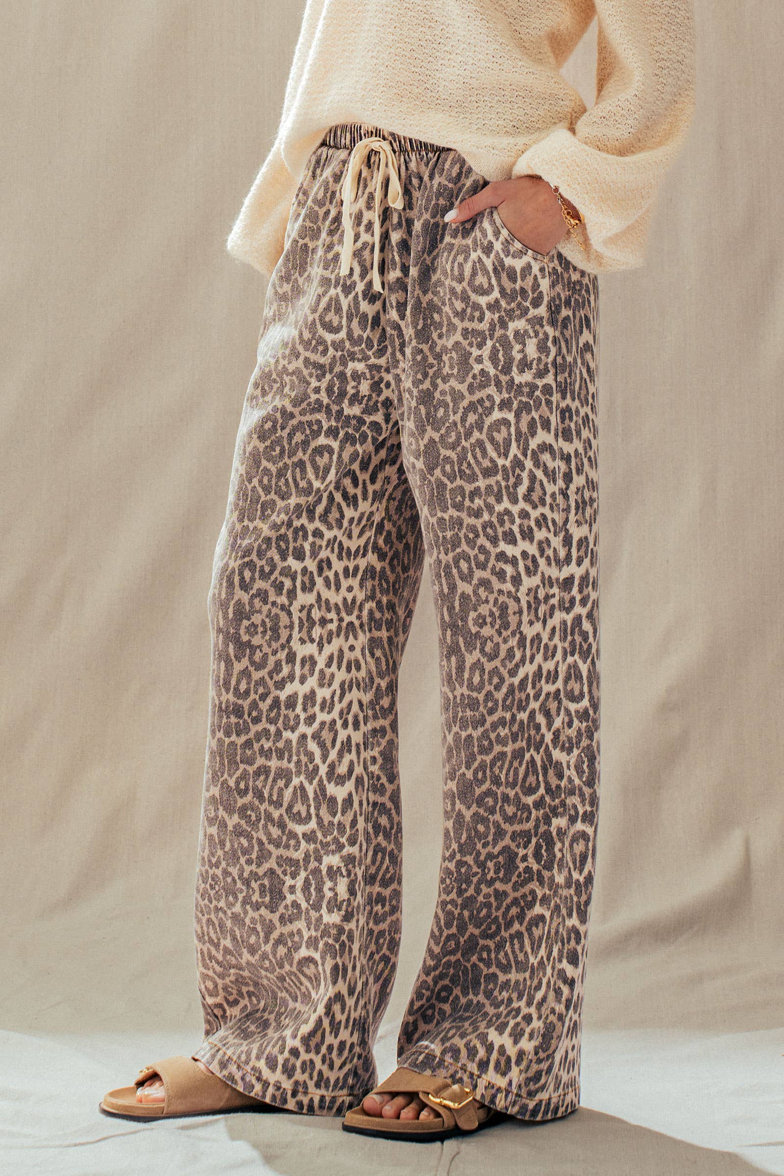 The Everyday Leopard Print | Wide Leg Cotton Pant